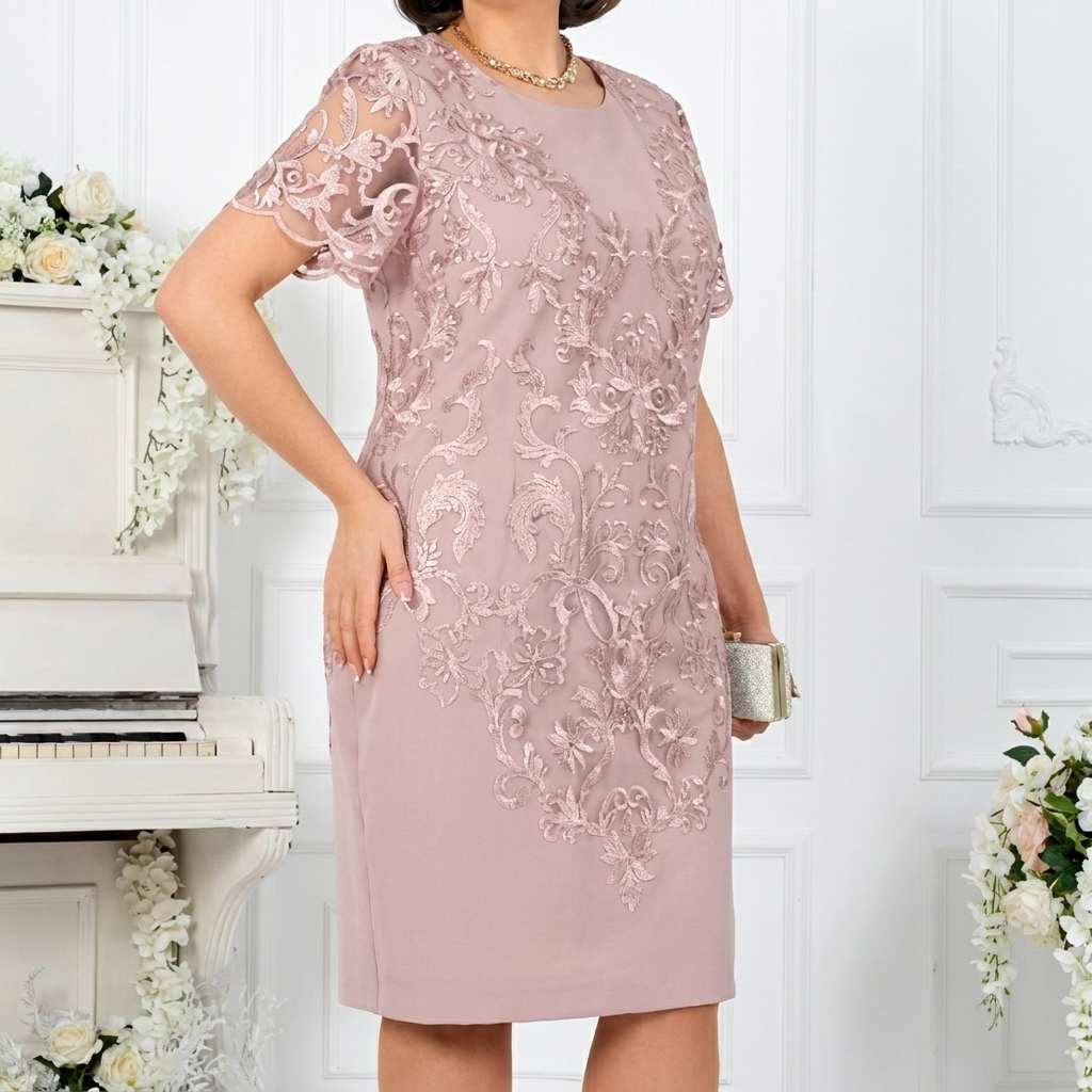 Women's plus-size midi dress with V-neck 2