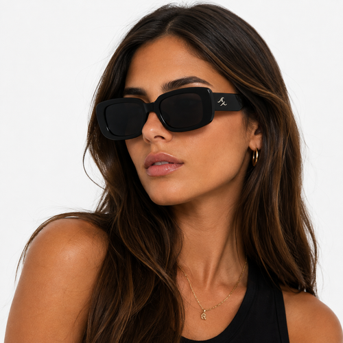 Women's rectangle sunglasses with chunky frame and wide temples 2