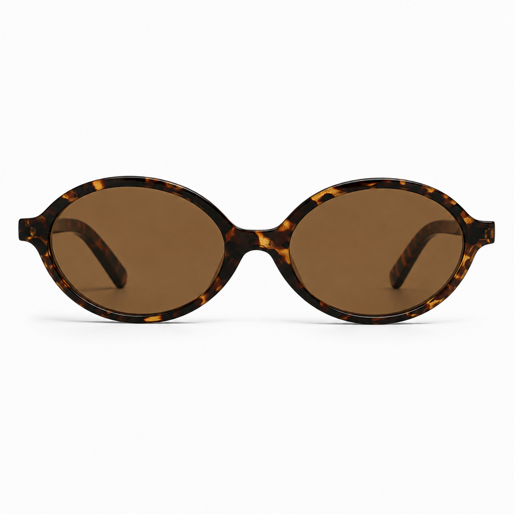 Women's retro oval sunglasses with tortoiseshell frame 2