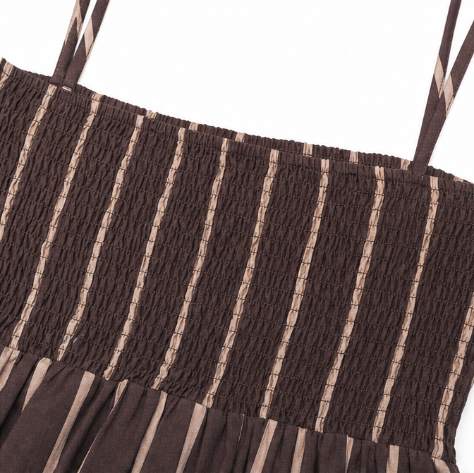 Women's striped maxi dress with square neck and thin straps 13