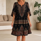 Women's tiered midi summer dress with paisley print and split sleeves 5