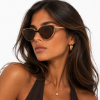 Women's triangular cat-eye sunglasses with slim metal frame 3